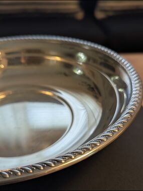 Silver Plate Serving Bowl - Ornate Rope Edge Detail MCM